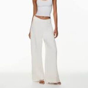 Wilfred  Aritzia white crop pants lining tie back 2 pockets wide leg size Medium